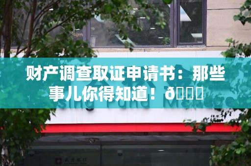 金门财产调查取证申请书：那些事儿你得知道！😎