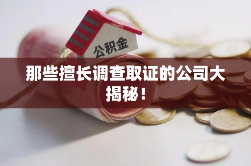 金门那些擅长调查取证的公司大揭秘！
