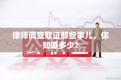 金门律师调查取证那些事儿，你知道多少？
