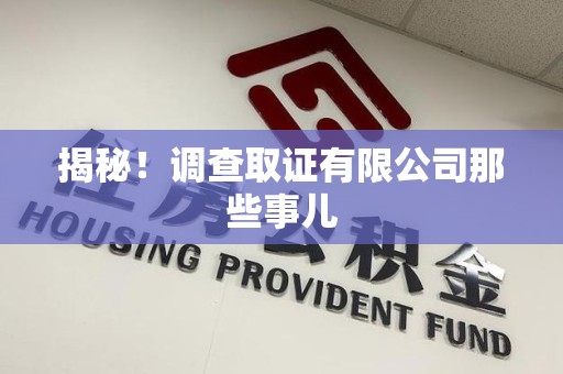 金门揭秘！调查取证有限公司那些事儿