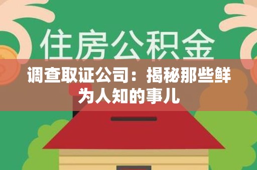 金门调查取证公司：揭秘那些鲜为人知的事儿