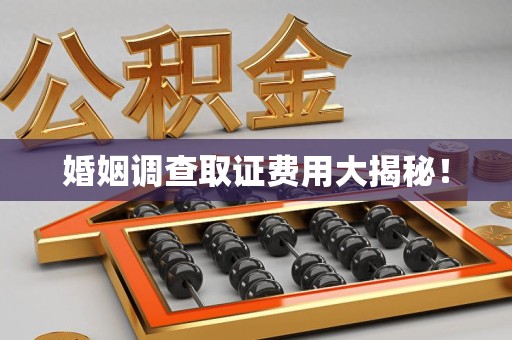 金门婚姻调查取证费用大揭秘！