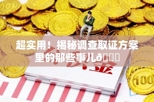 金门超实用！揭秘调查取证方案里的那些事儿😎