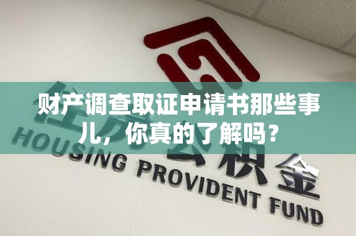金门财产调查取证申请书那些事儿，你真的了解吗？