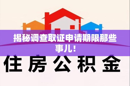 金门揭秘调查取证申请期限那些事儿！