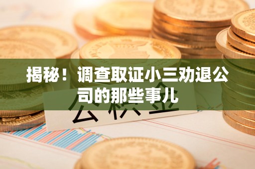 金门揭秘！调查取证小三劝退公司的那些事儿