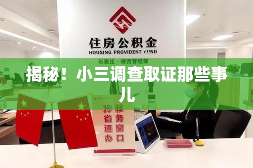 金门揭秘！小三调查取证那些事儿