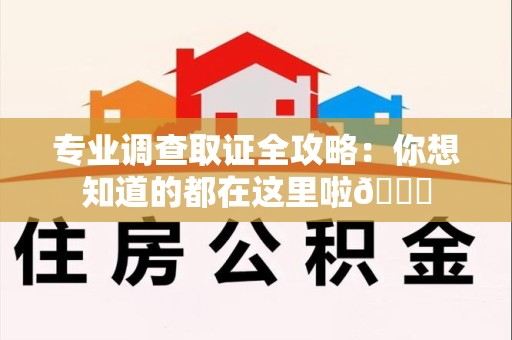 金门专业调查取证全攻略：你想知道的都在这里啦😉
