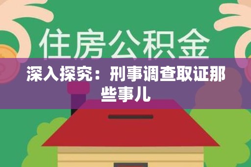 金门深入探究：刑事调查取证那些事儿