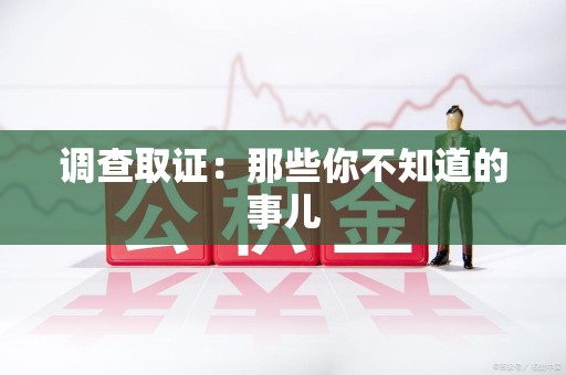 金门调查取证：那些你不知道的事儿