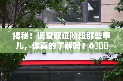 金门揭秘！调查取证阶段那些事儿，你真的了解吗？😎