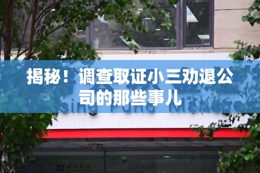 金门揭秘！调查取证小三劝退公司的那些事儿