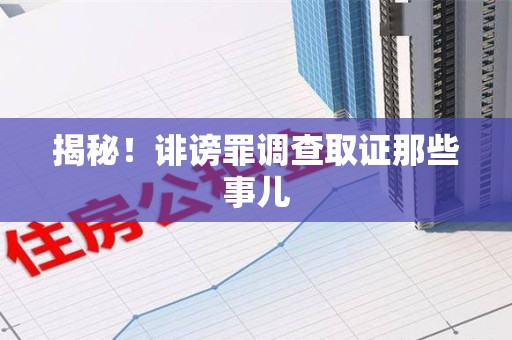 金门揭秘！诽谤罪调查取证那些事儿